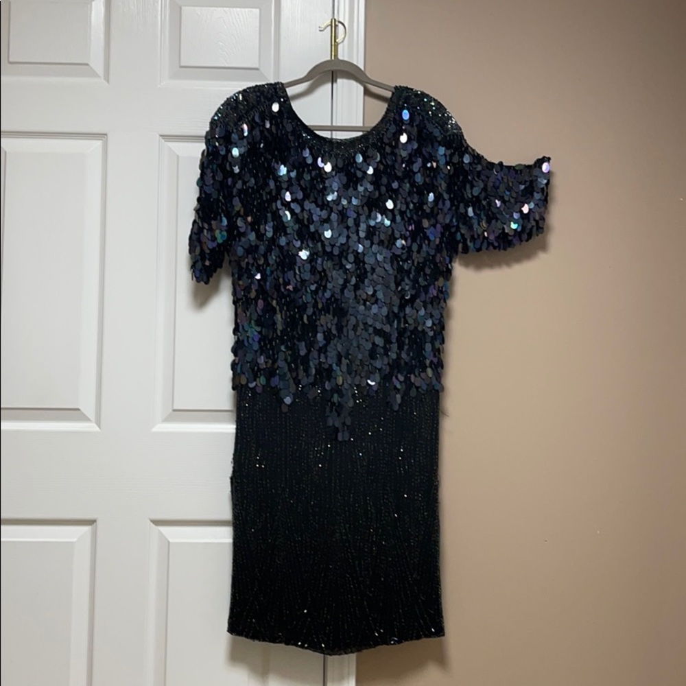 Greg Adams Black Sequin Formal Dress Vintage